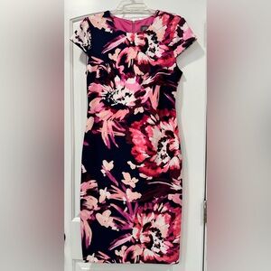 Vince Camuto Navy and Pink Floral Cocktail Dress- size 10
